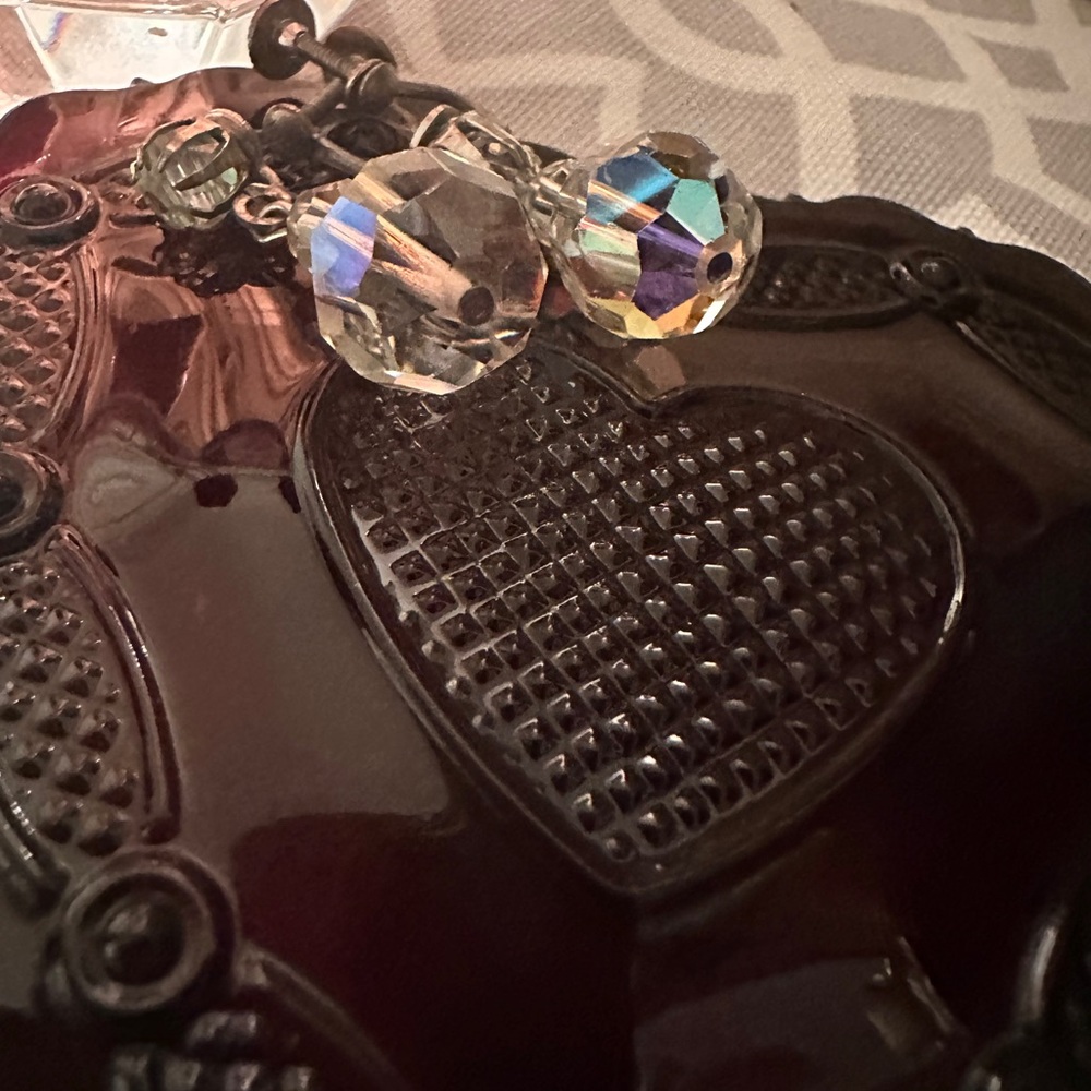 Antique & Unique (1920’s)  Faceted Silver Crystal Drop Earrings
